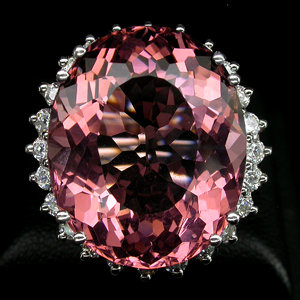 Luxuriously Stunning 18 Carat ! Oval Cut Strong Rosa Pink Morganite, Classic Style Diamond Cut Surround, only $ 149.