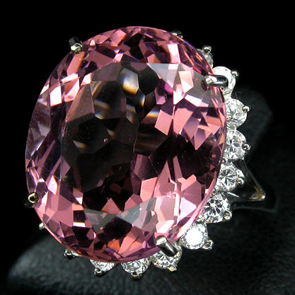 Luxuriously Stunning 18 Carat ! Oval Cut Strong Rosa Pink Morganite, Classic Style Diamond Cut Surround, only $ 149.