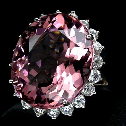 MORGANITE, 12 CARAT AAA Brilliant Rosa Pink Morganite Gemstone, White Sapphire Ring