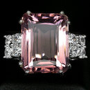 Pink Morganite, 15 Carats AAA Rare Emerald Cut Morganite Gemstone Ring