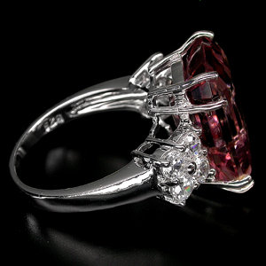 Pink Morganite, 15 Carats AAA Rare Emerald Cut Morganite Gemstone Ring