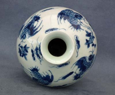 Antique Chinese Kangxi Blue and White Porcelain Vase