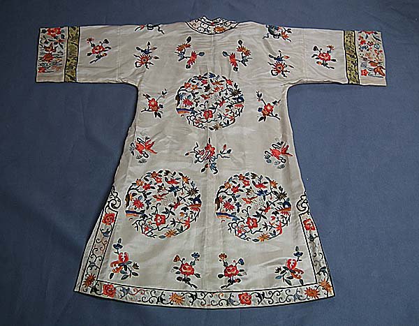 Antique Chinese Qing Dynasty Embroidered Silk Robe