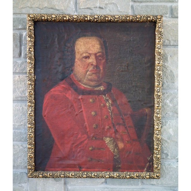 Antique Painting Polish Saxon Officer Portrait, 18th century