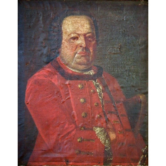 Antique Painting Polish Saxon Officer Portrait, 18th century