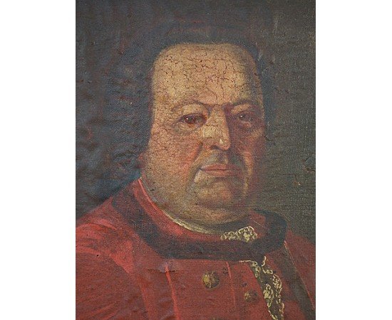 Antique Painting Polish Saxon Officer Portrait, 18th century
