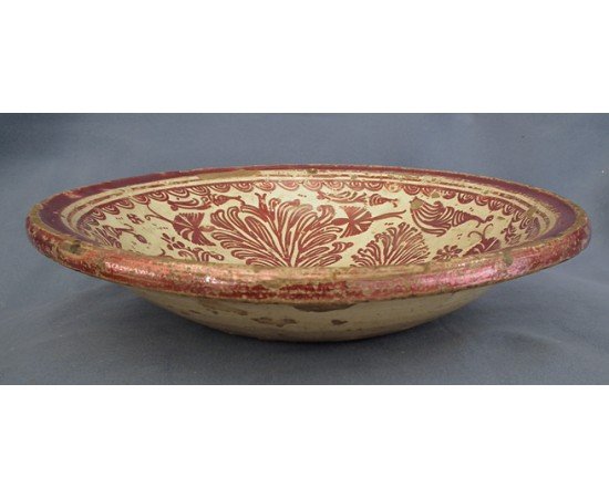 Antique Hispano-Moresque Copper Lustre Ceramic Bowl, 17th century