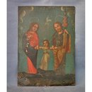 Antique Spanish Colonial Retablo Painting The Holy Family