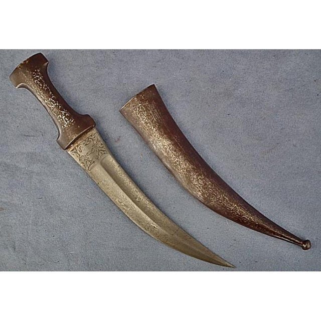 Antique Indo Persian Islamic Dagger Khanjar Jambiya Damascus Wootz