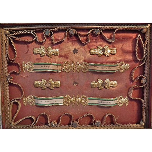 SOLD Large Antique Reliquary St. Joseph, St. Pierre, Ab. St. Zotique, Ste.Placide,M.