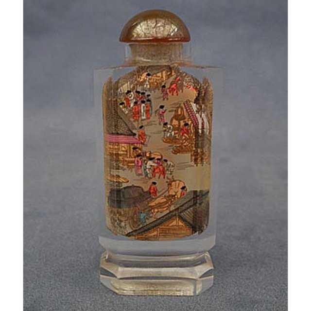 Chinese Inside Painted Crystal Glass Snuff Bottle