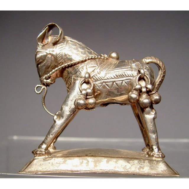 Antique Indian Silver Horse Of Shiva 18th - 19th c