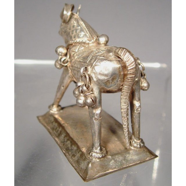 Antique Indian Silver Horse Of Shiva 18th - 19th c