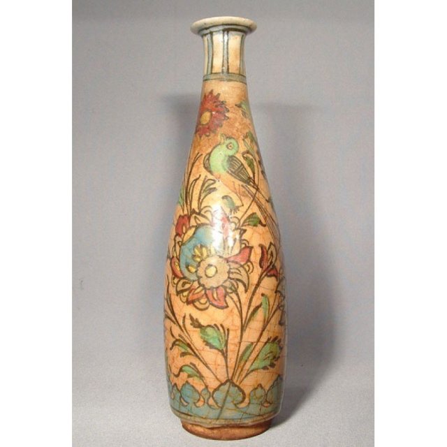 Antique Persian Islamic Ceramic Flask 19th c