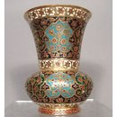 SOLD Antique Islamic Indian Mughal Enameled Gilt Copper Vase 18th c
