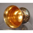 SOLD Antique Islamic Indian Mughal Enameled Gilt Copper Vase 18th c