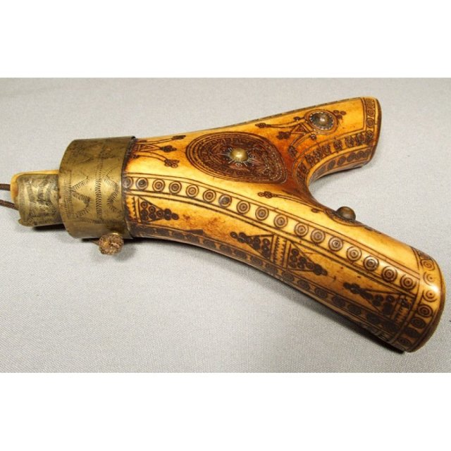 SOLD Antique Ukrainian Cossack Gun Powder Flask 17th century