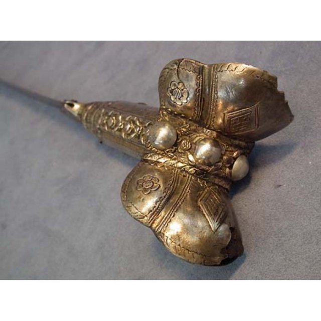 SOLD Antique Silver Turkish Ottoman Islamic Sword Yatagan Yataghan