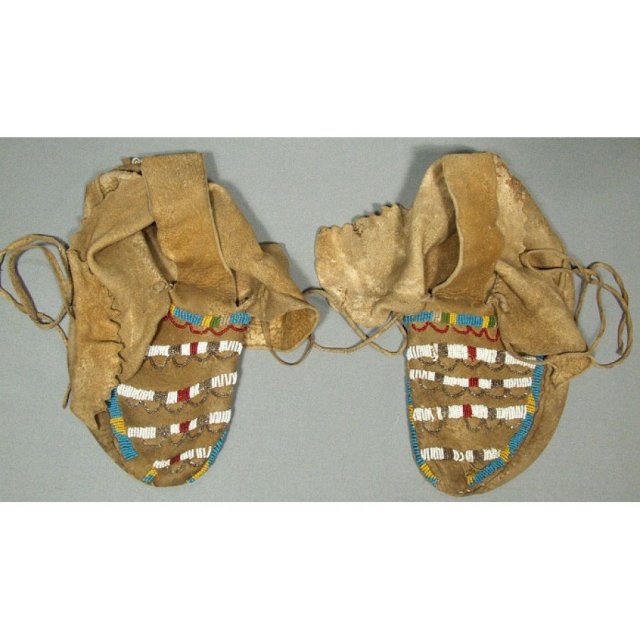 Antique American Indian Beaded Moccasins