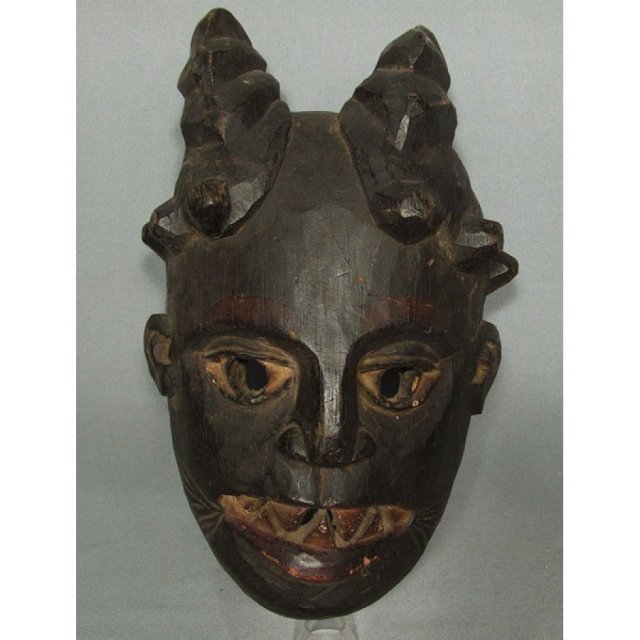 Antique African Horned Wooden Mask