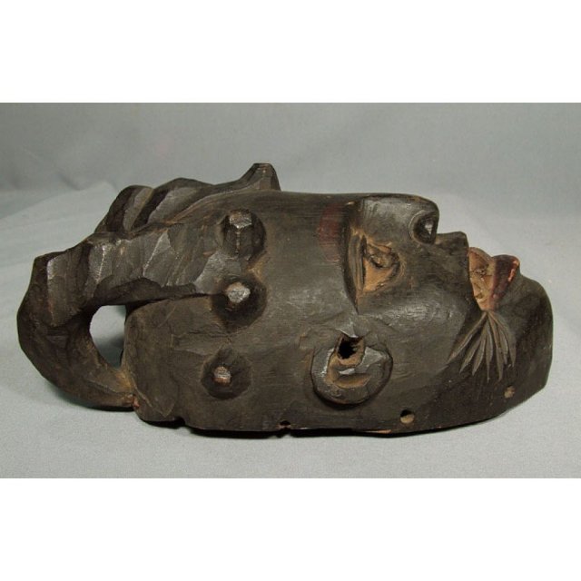 Antique African Horned Wooden Mask