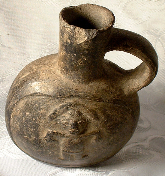 Inca Ceramic Jug with figure of priest about A.D. 1500 from Peru