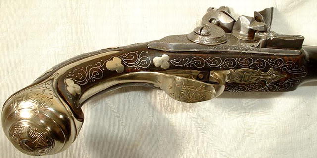 Antique Turkish Ottoman Pistol Gun, 18th cen