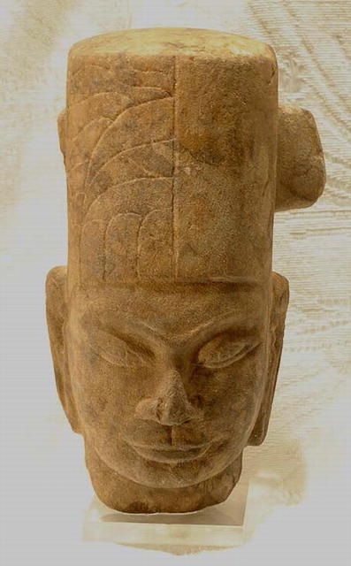 Antique Sandstone Khmer Head, pre-Angkor Era
