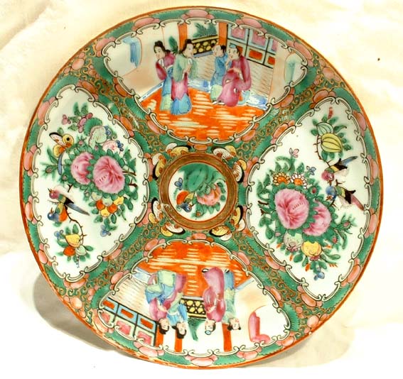 Chinese Rose Mandarin Plate Ching Qing Dynasty 19th c