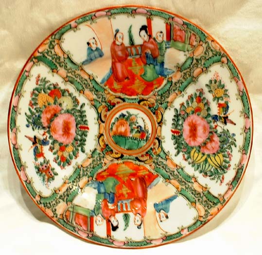 Chinese Rose Mandarin Plate Ching Qing Dynasty 19th c