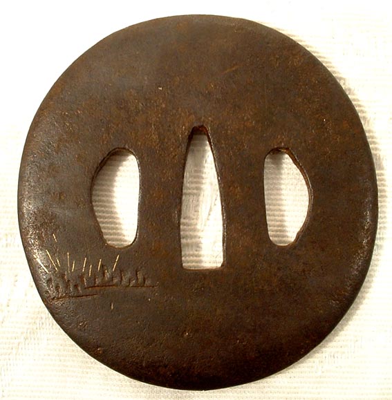 Antique TSUBA WITH DARUMA PATTERN, Edo period