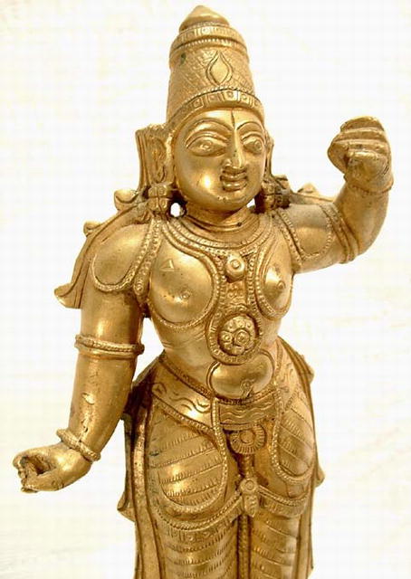18TH CENTURY INDIAN HINDU GILDED BRASS FIGURE