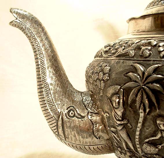 ANTIQUE ISLAMIC INDIA SOLID SILVER TEA SET