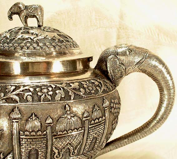 ANTIQUE ISLAMIC INDIA SOLID SILVER TEA SET