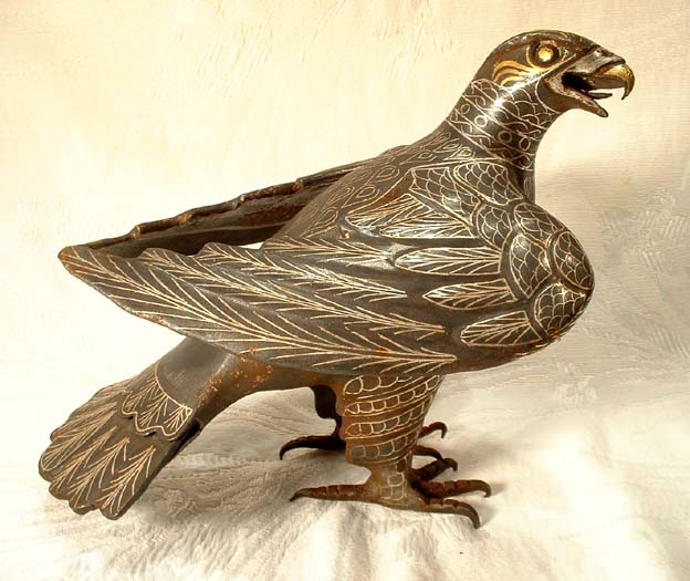 PERSIAN ISLAMIC DAMASCENED STEEL FALCON