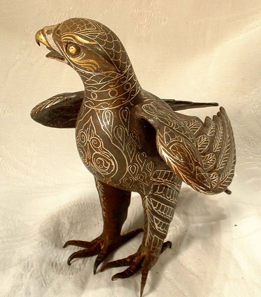 PERSIAN ISLAMIC DAMASCENED STEEL FALCON