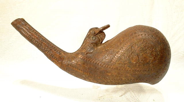 Antique 18th century Gun Powder leather Flask