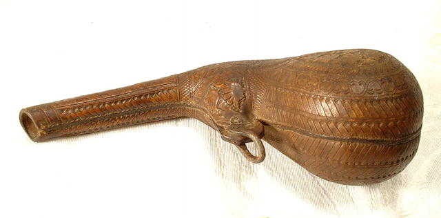 Antique 18th century Gun Powder leather Flask
