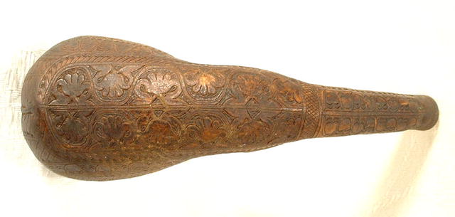 Antique 18th century Gun Powder leather Flask