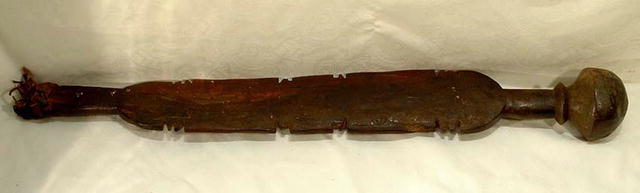 OLD AFRICAN WOODEN SWORD, SCEPTER, CLUB