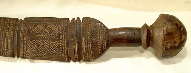 OLD AFRICAN WOODEN SWORD, SCEPTER, CLUB