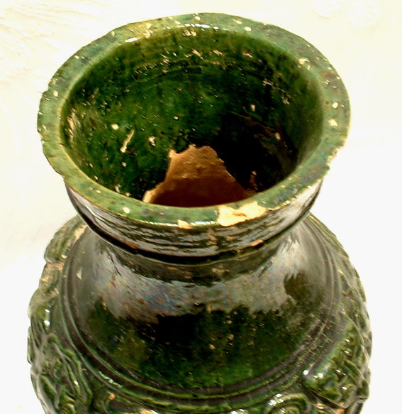 Antique Chinese Han Dynasty Hu Green Glaze Pottery