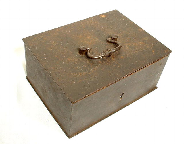 ANTIQUE GERMAN IRON BOX, 18th century