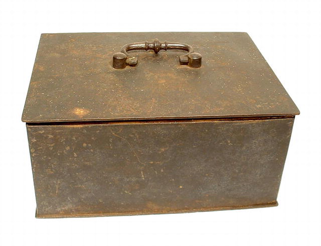 ANTIQUE GERMAN IRON BOX, 18th century