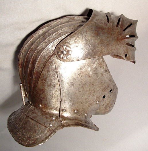 16TH CENTURY MAXIMILIAN CLOSE HELMET ARMOR.