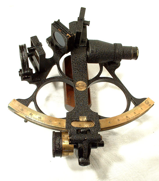 ANTIQUE ENGLISH BRASS SEXTANT WITH CASE