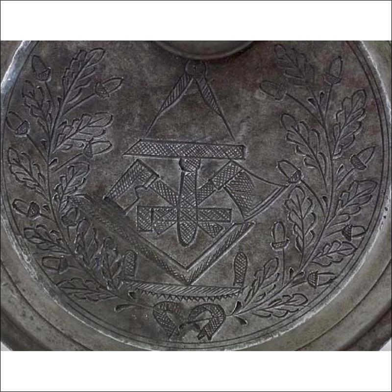 Antique Polish Pewter Tankard Elbląg 1801 Carpenters Guild Elbing