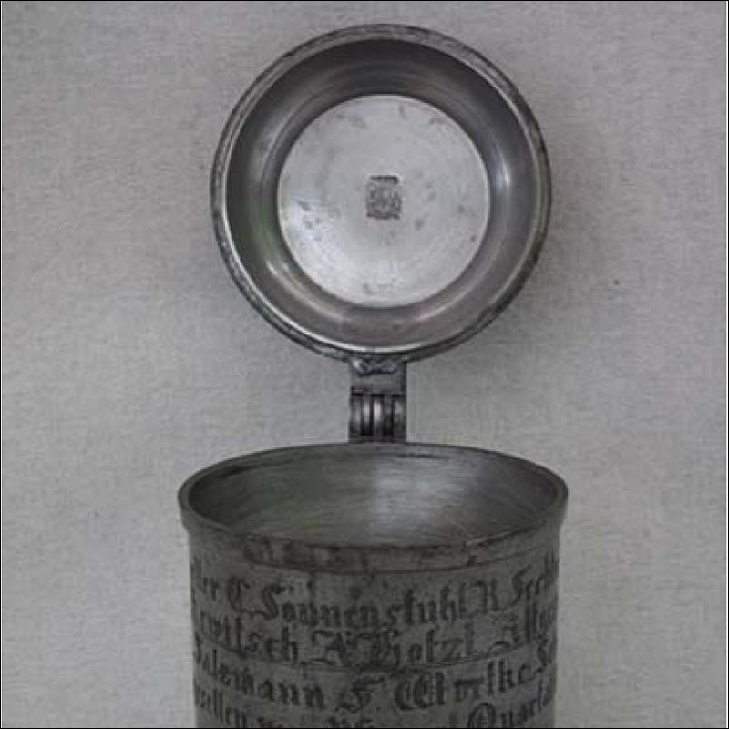 Antique Polish Pewter Tankard Elbląg 1801 Carpenters Guild Elbing