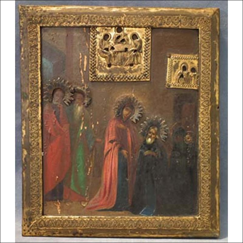 Antique 18th century Russian Icon St. Sergius of Radonezh