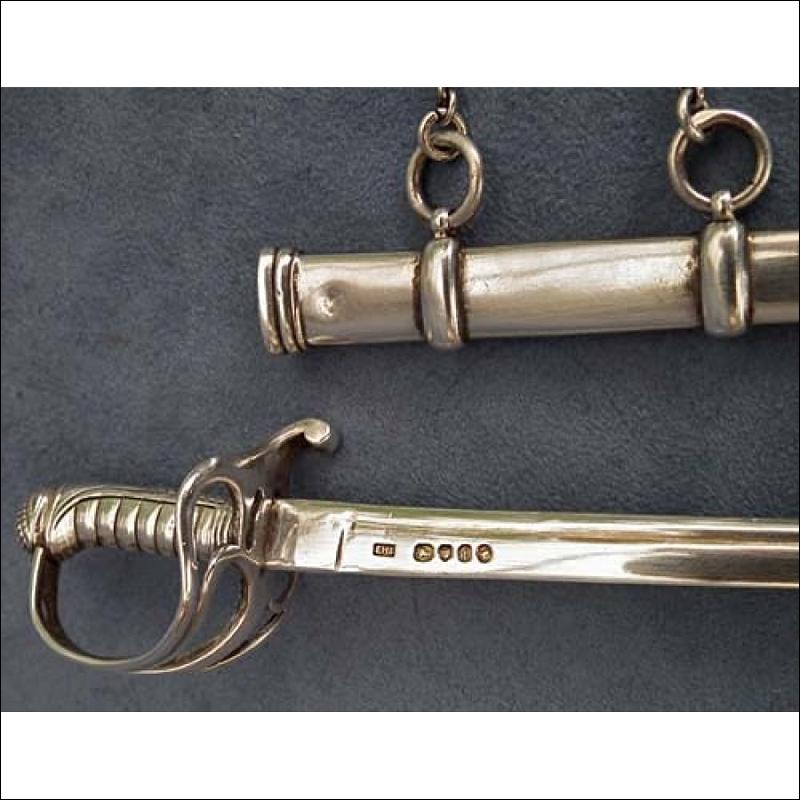 Antique British Sterling Silver Miniature Sword Paper Knife Saber